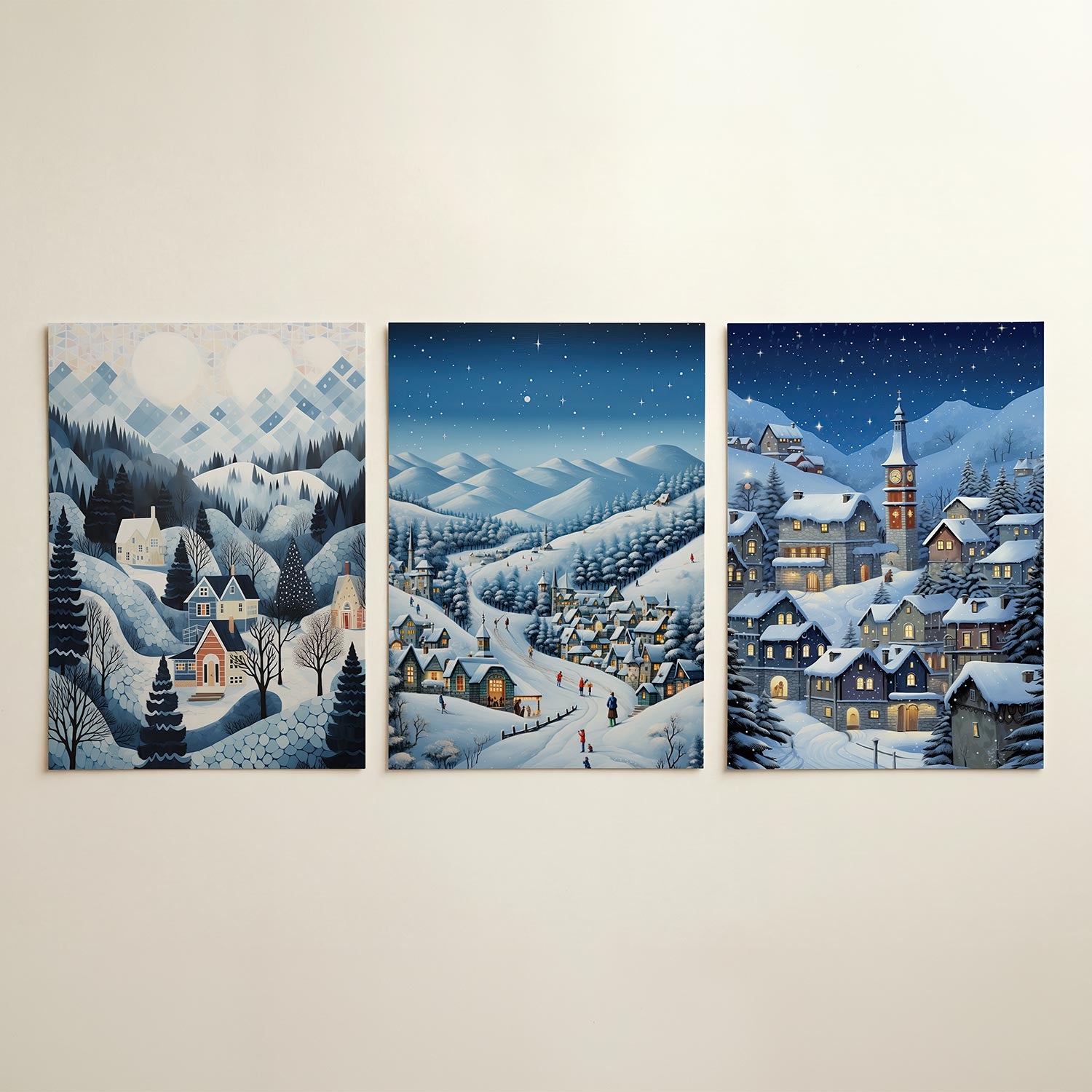 Winterse dorpstafereel Posterset
