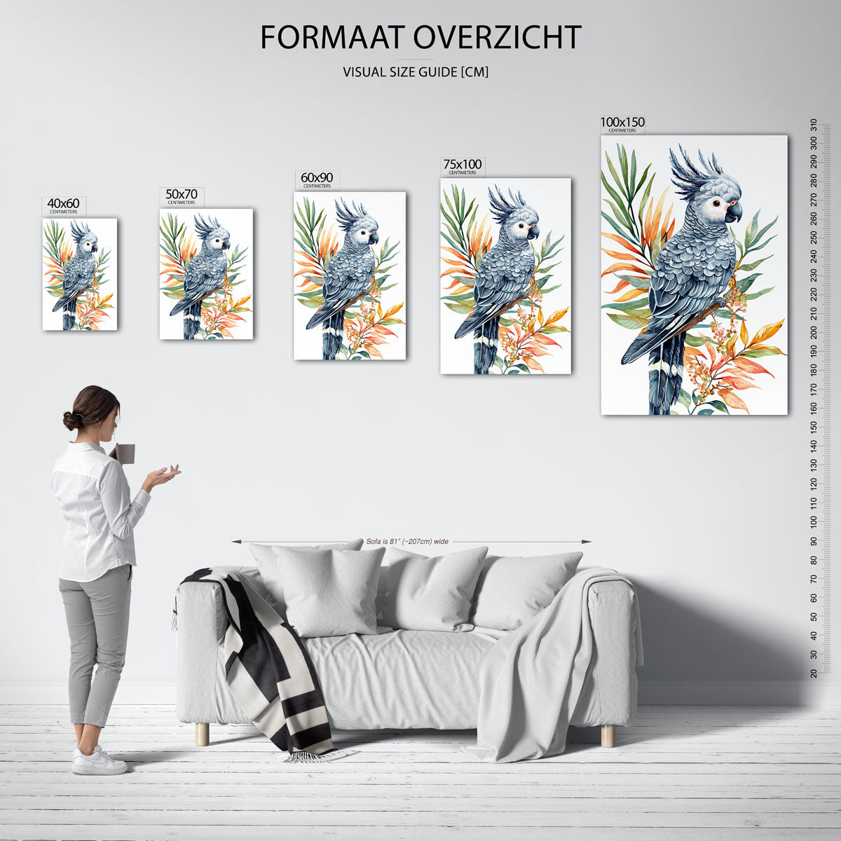 Papegaai met bladeren Kunstwerk
