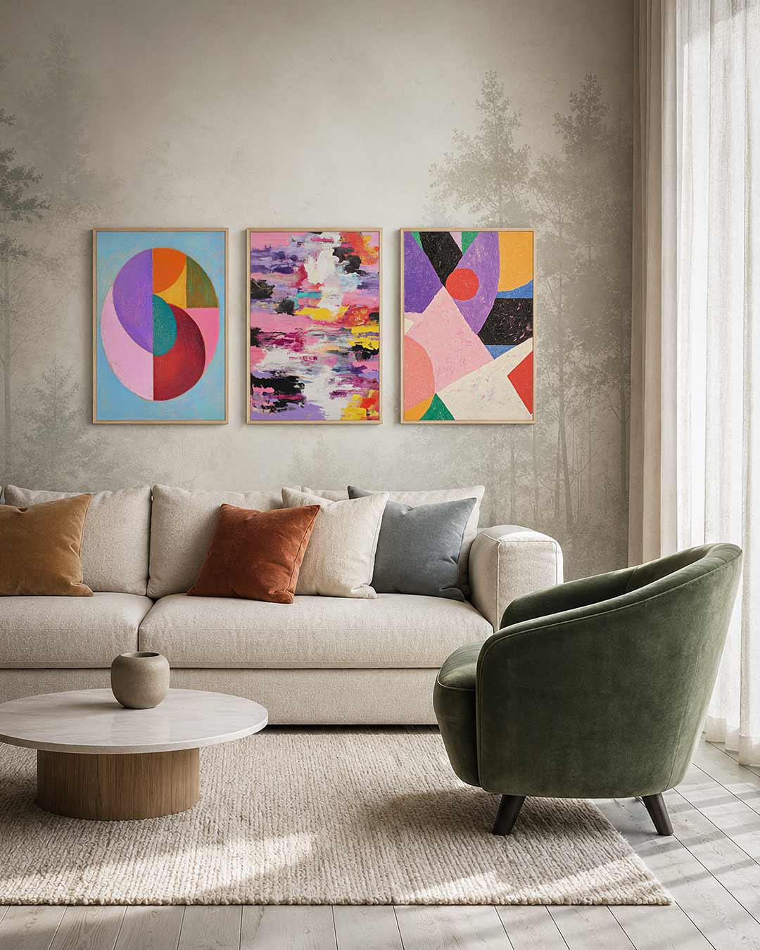 Kleurrijke cirkelcompositie Posterset