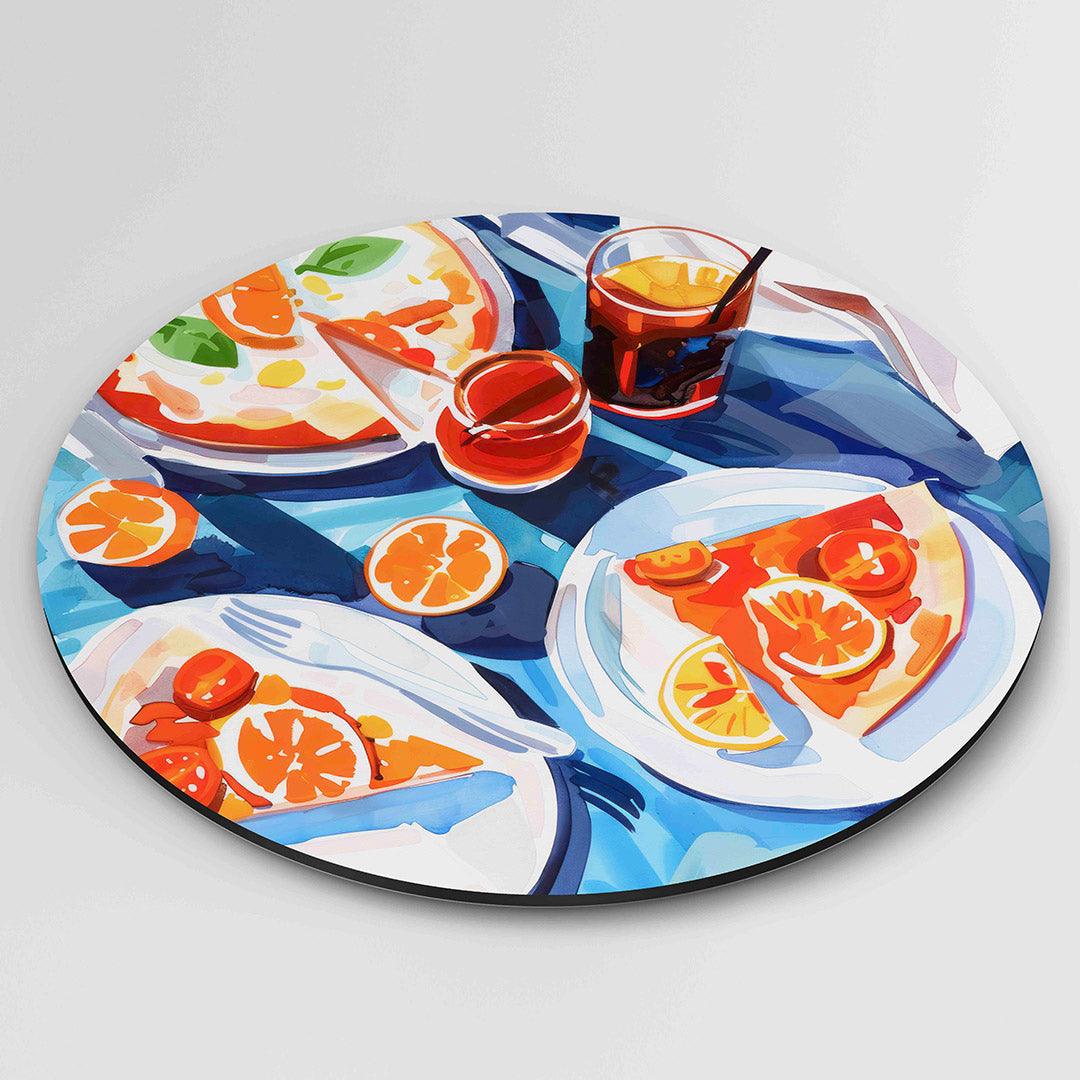 Pizza en citrusvruchten Muurcirkel