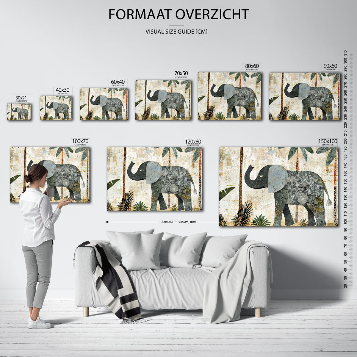 Olifant en palmbomen Poster