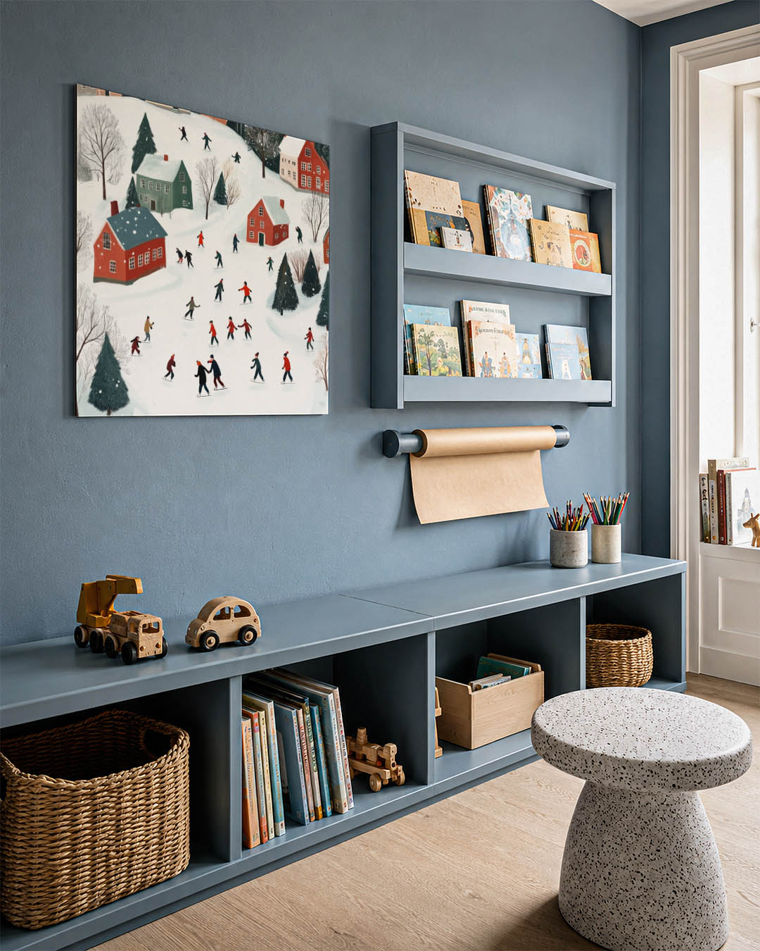 Winterse ijsschaatsers Kunstwerk