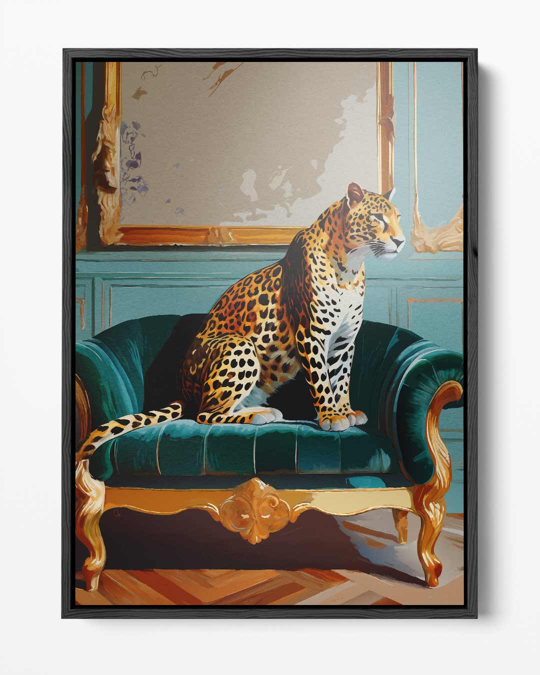 Luxurious Leopard on Chic Sofa Artwork