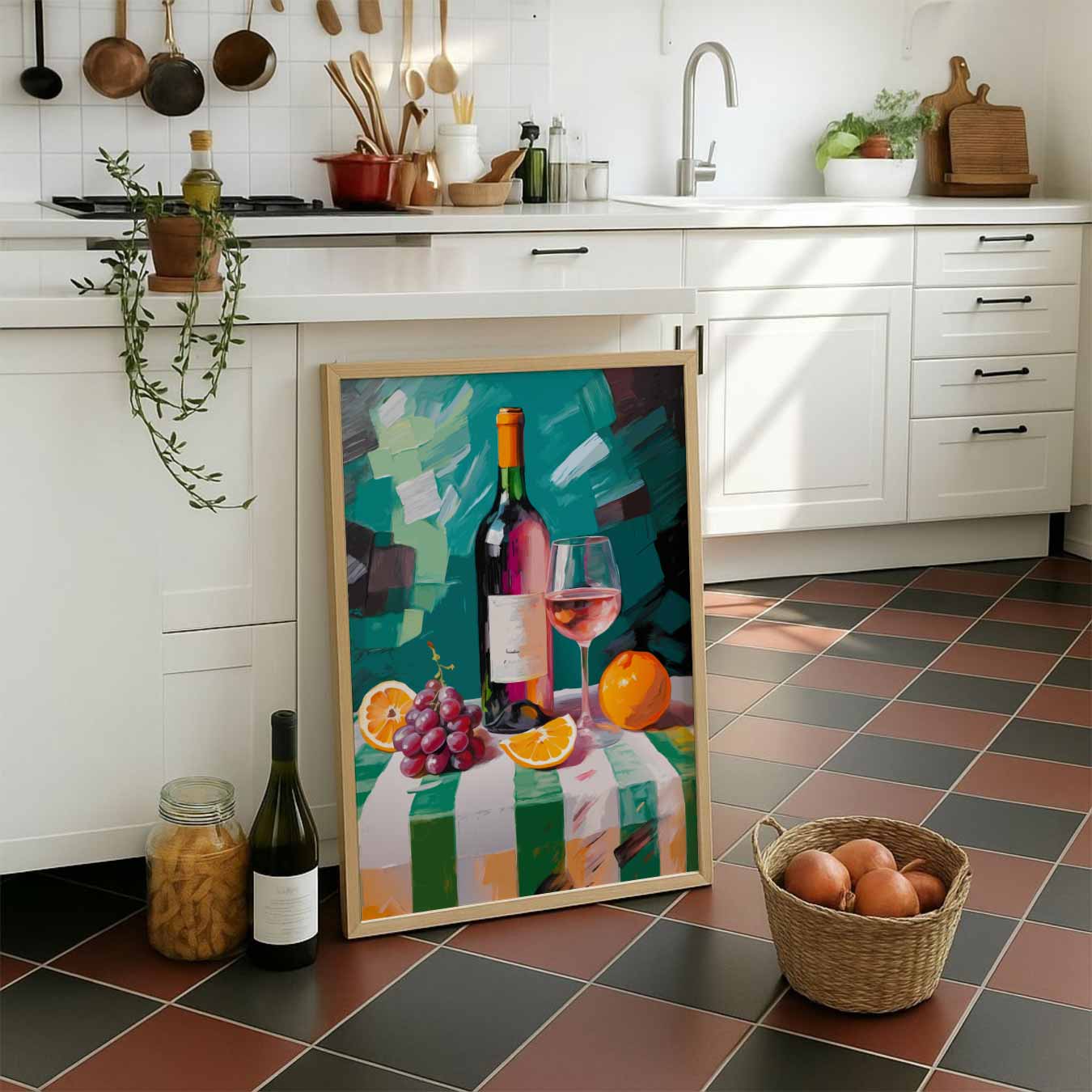 Stijlvolle Wijn en Vruchten Poster-WallArtistic