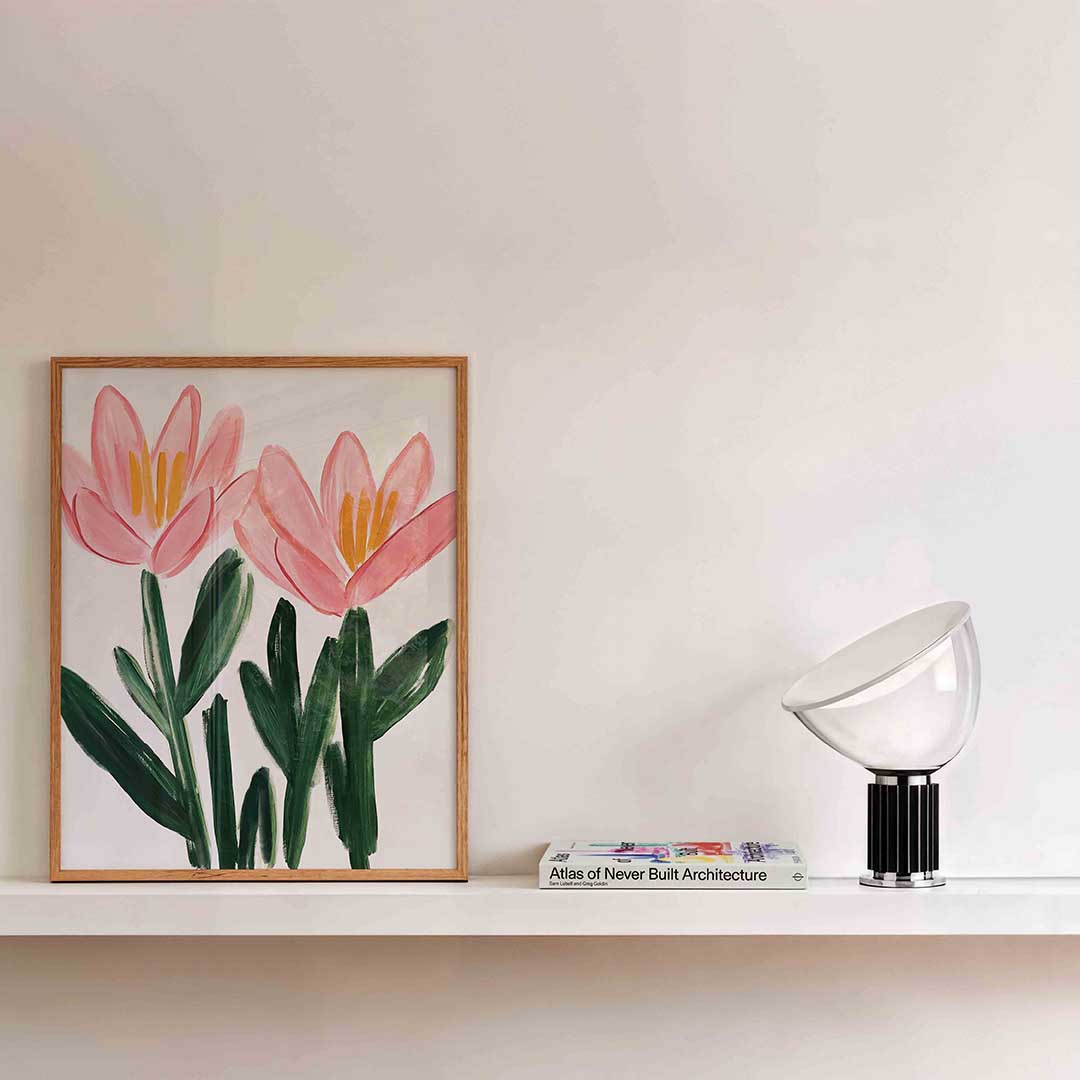 Bloemen in roze en groen Poster