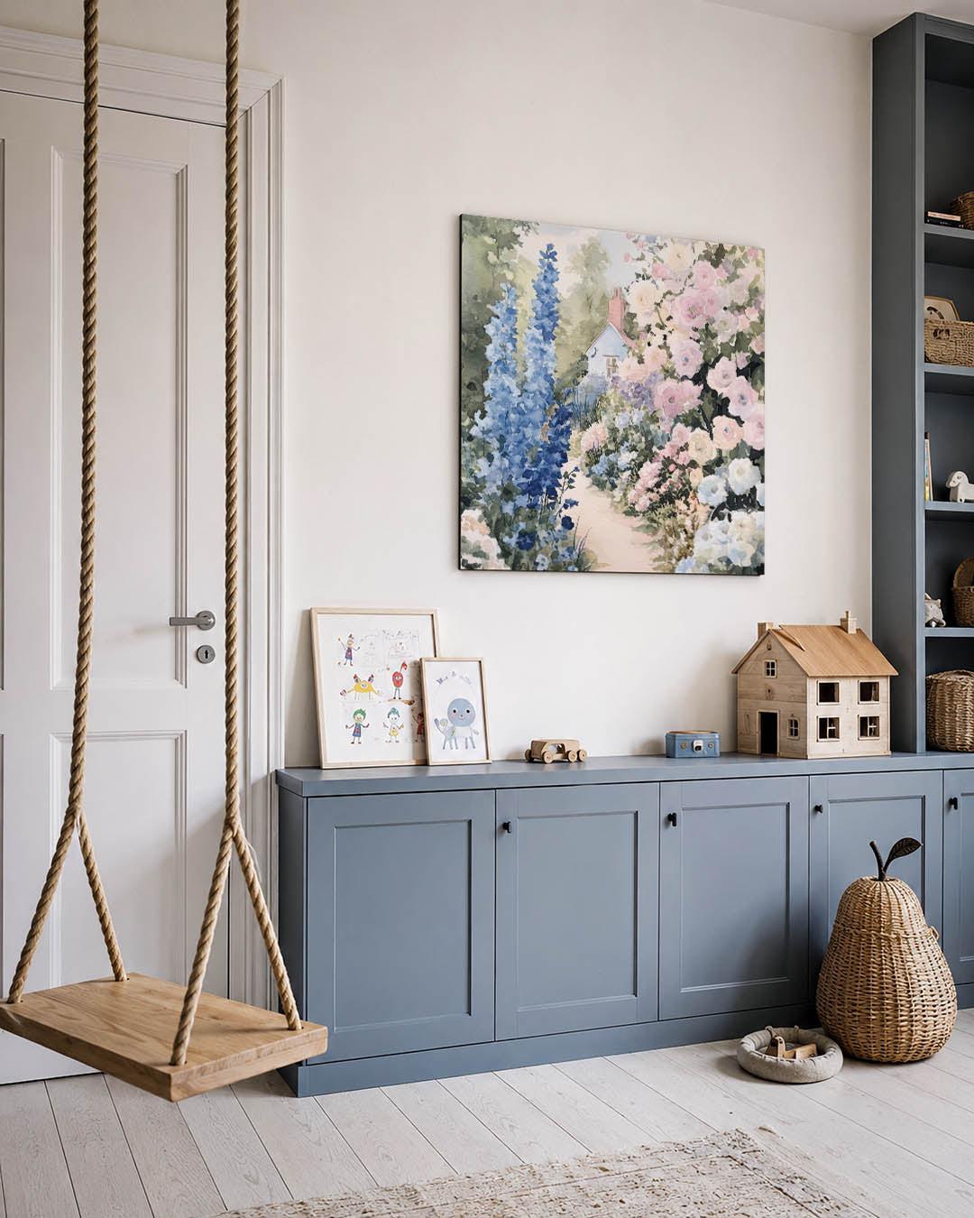 Bloementuin met huisje Kunstwerk