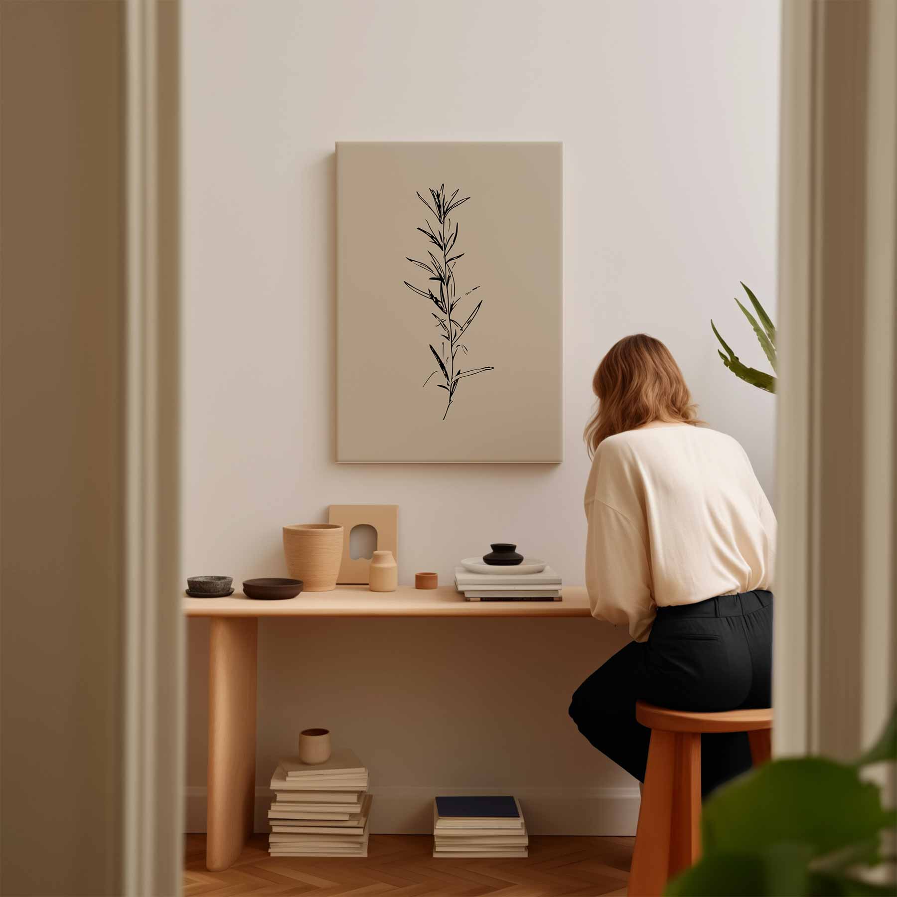 Elegante Botanische Schets Kunstwerk-canvas-dibond-plexiglas-wanddecoratie-WallArtistic