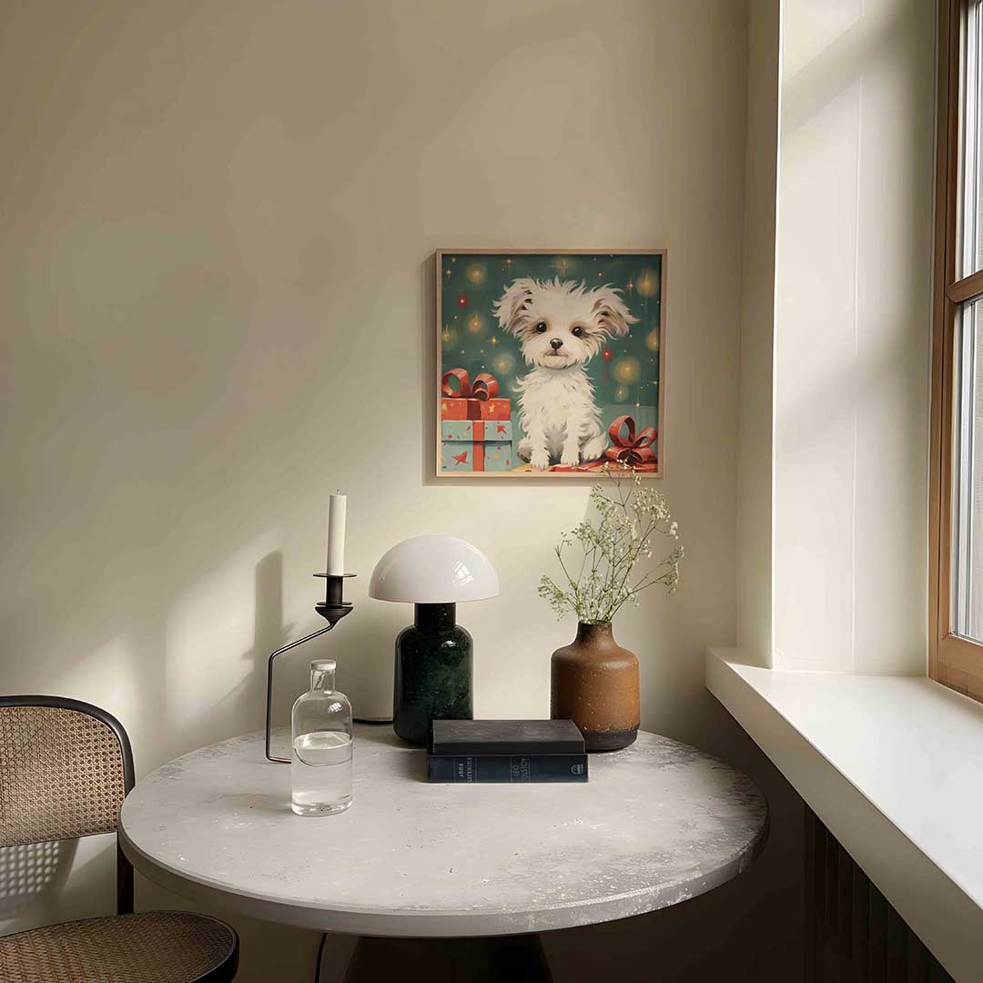 Schattige hond met cadeaus Poster