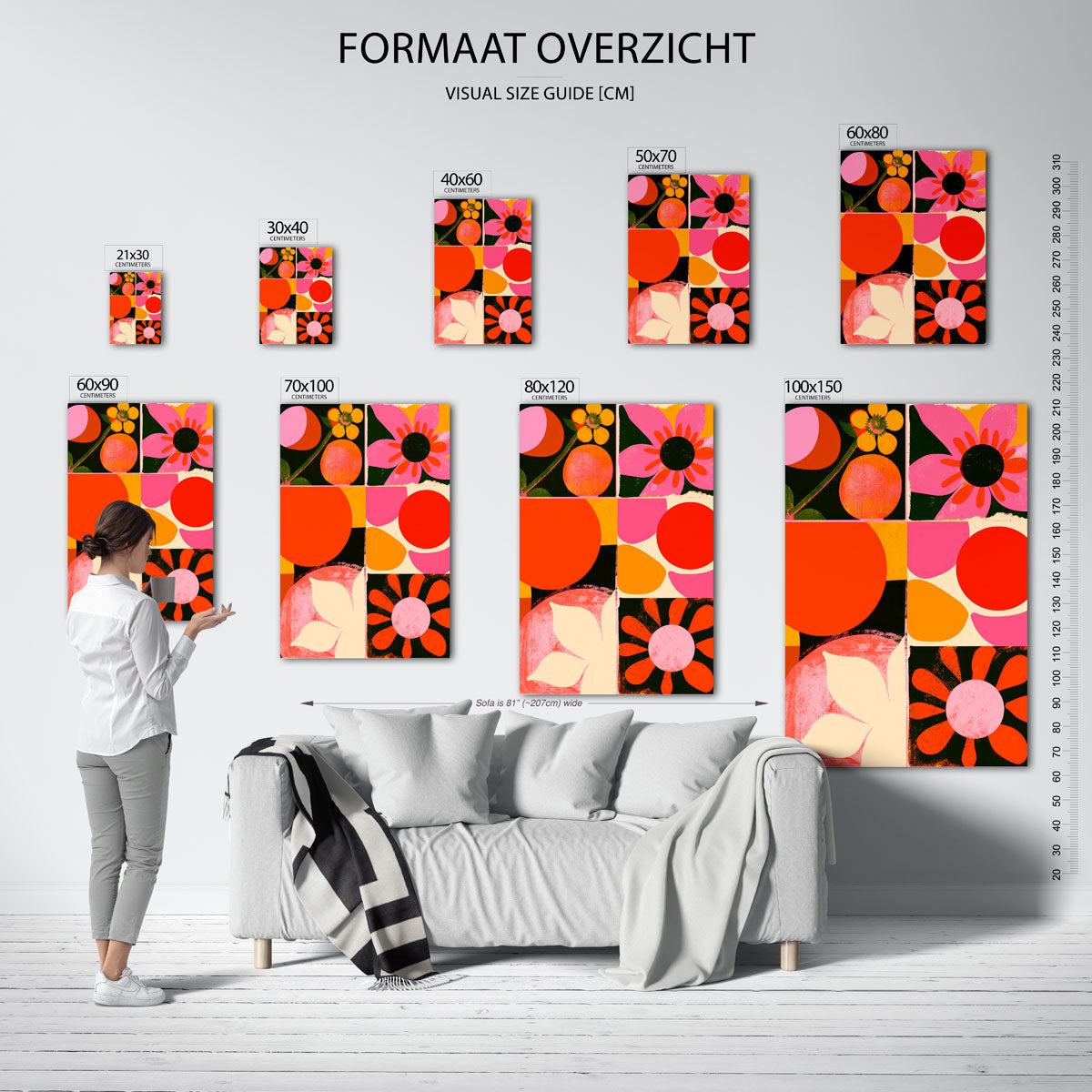 Bloemen en cirkels Poster