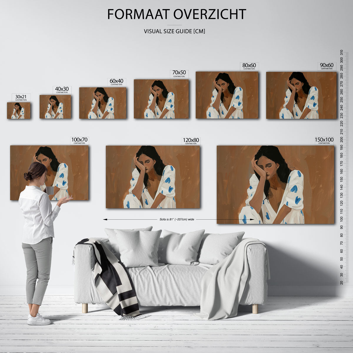 Vrouw met blauwe accenten Poster
