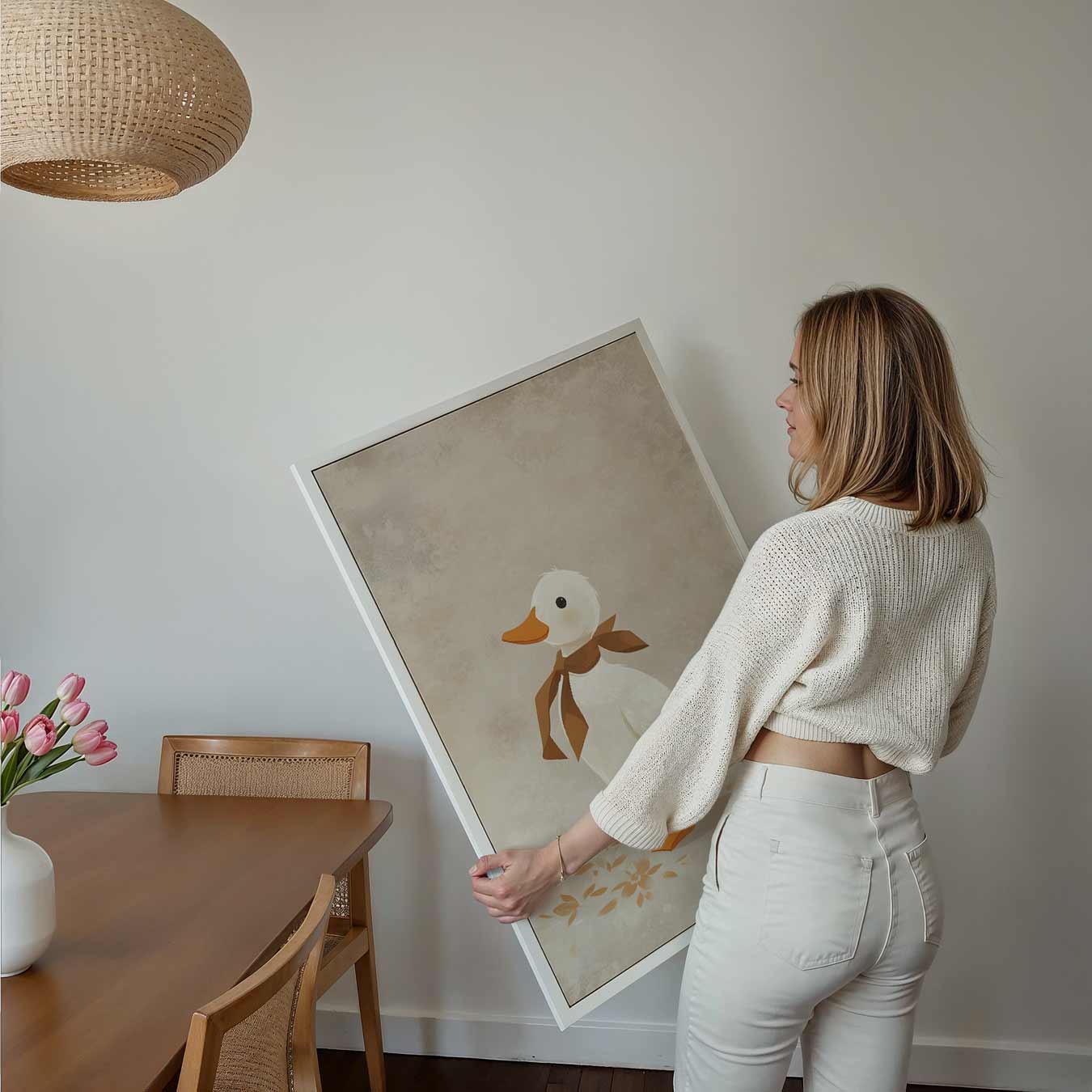 Schattige Eend Met Strikje Poster-WallArtistic
