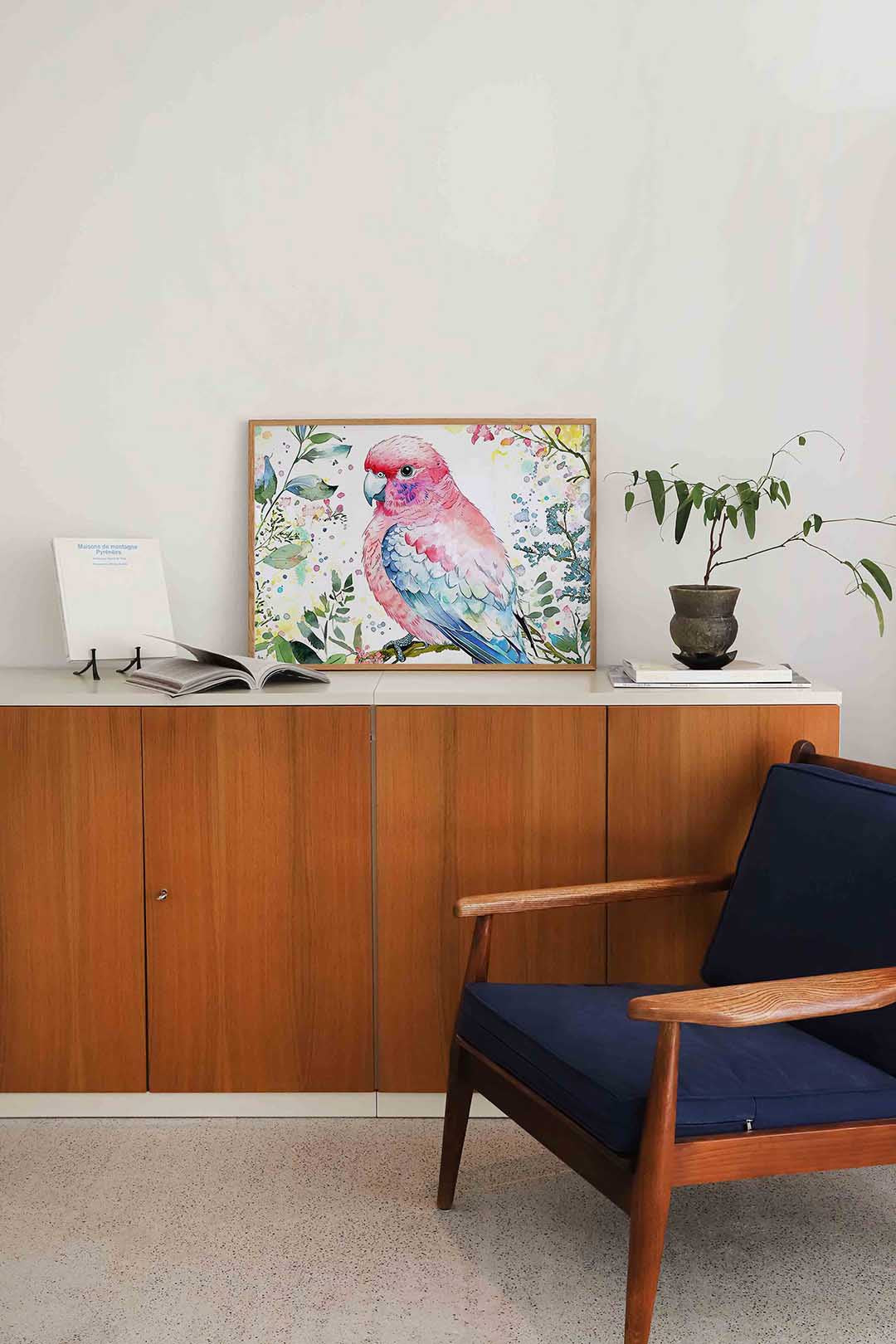 Papegaai en bloemen Poster