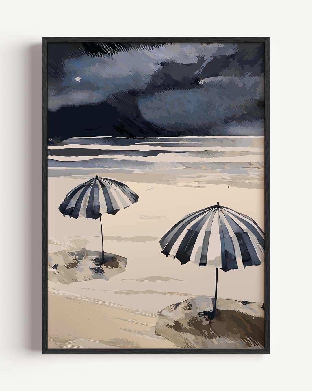 Strandparaplu's in de Schemering Poster-WallArtistic