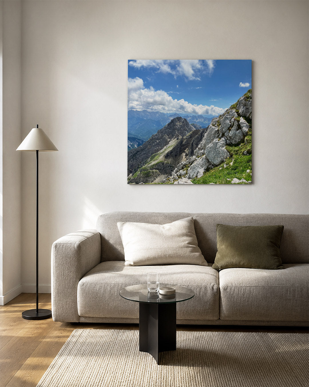 Berglandschap met wolken Kunstwerk