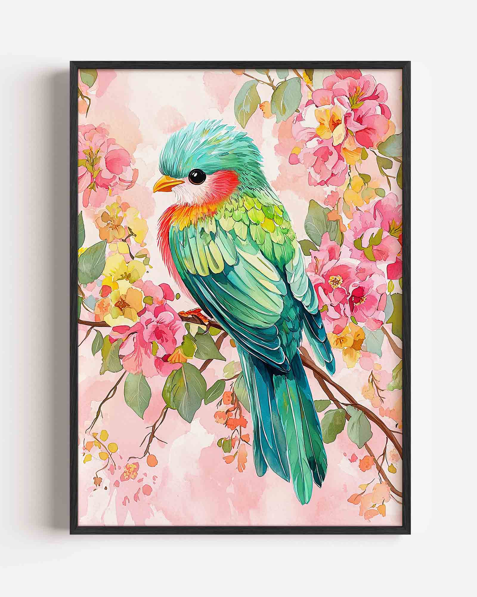 Vogel en bloemen Poster