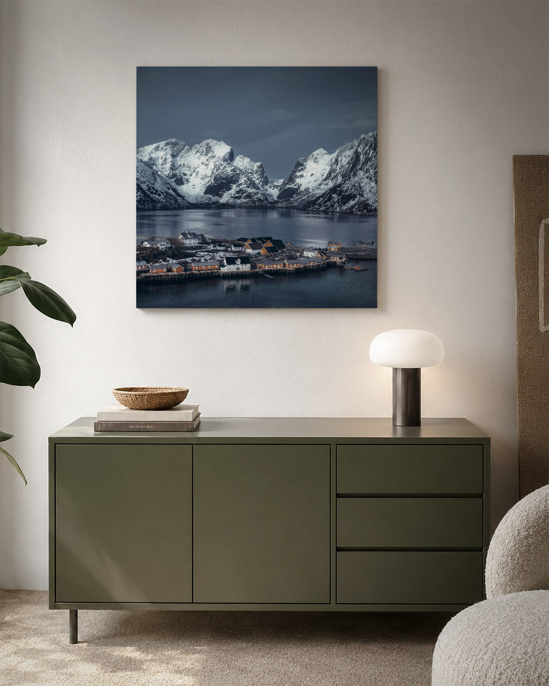Berglandschap met huizen Kunstwerk