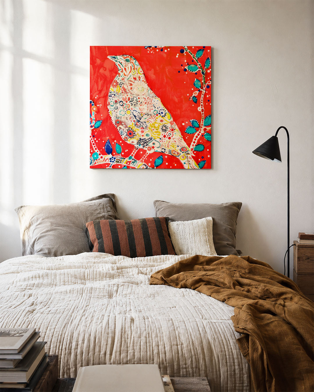 Vogel met bloemenpatroon Kunstwerk