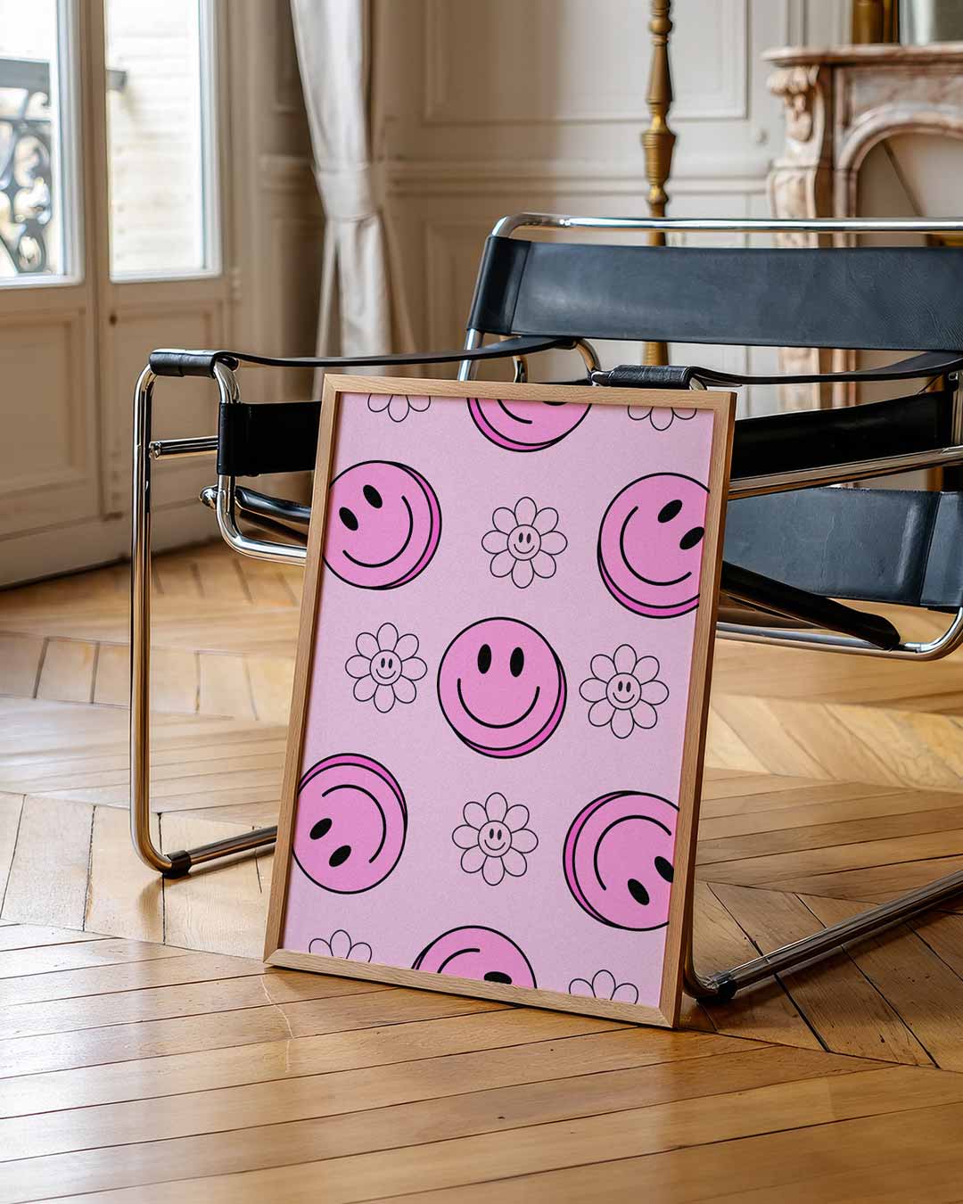 Vrolijke Bloemen en Smiley's Poster-WallArtistic
