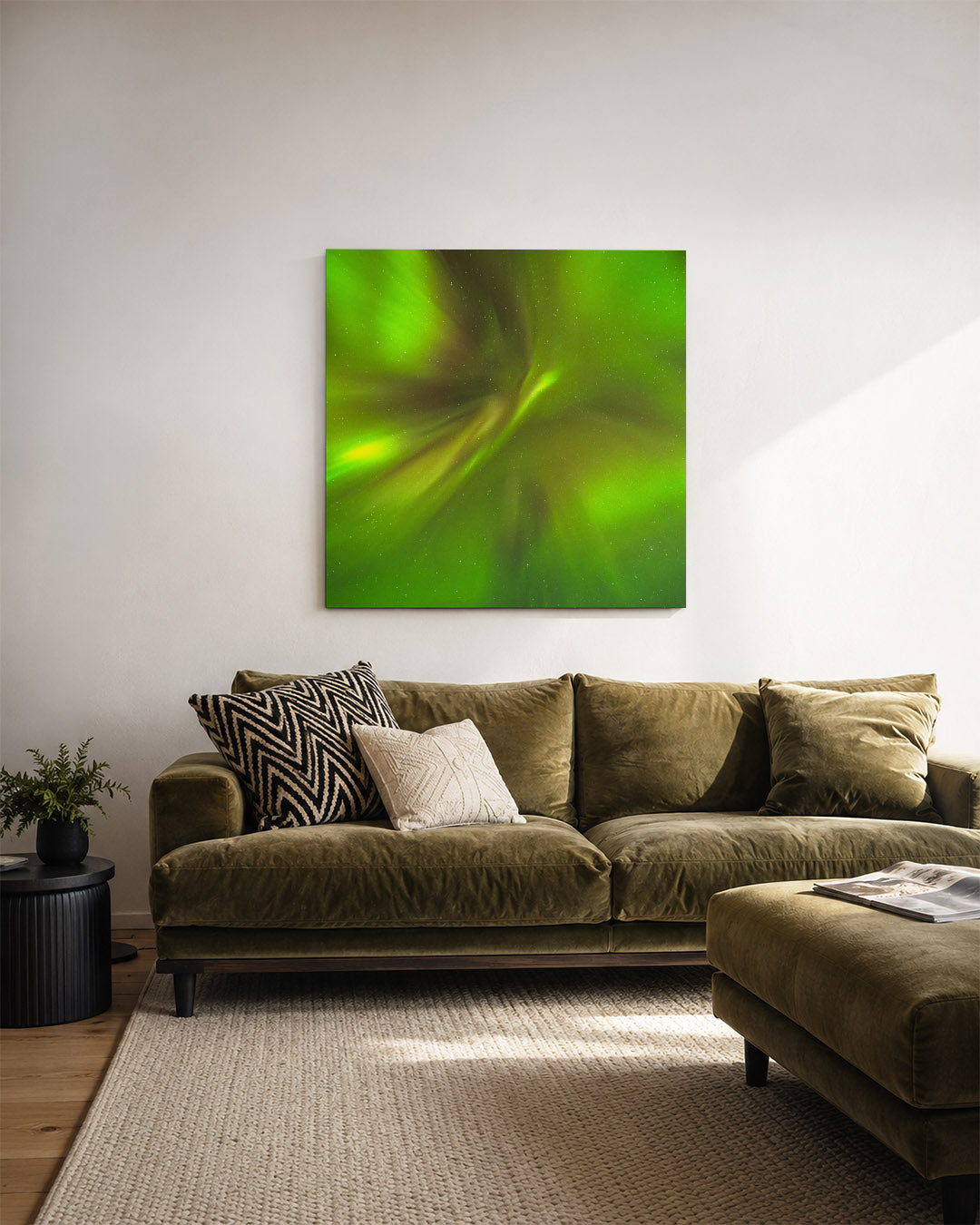 Groene lichtslierten Kunstwerk