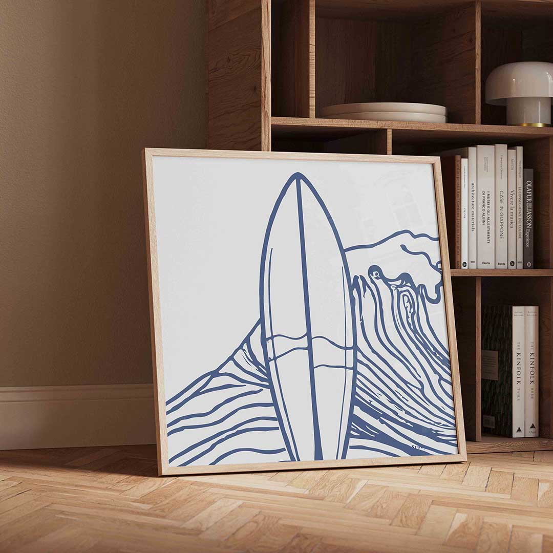 Surfplank en golven Poster