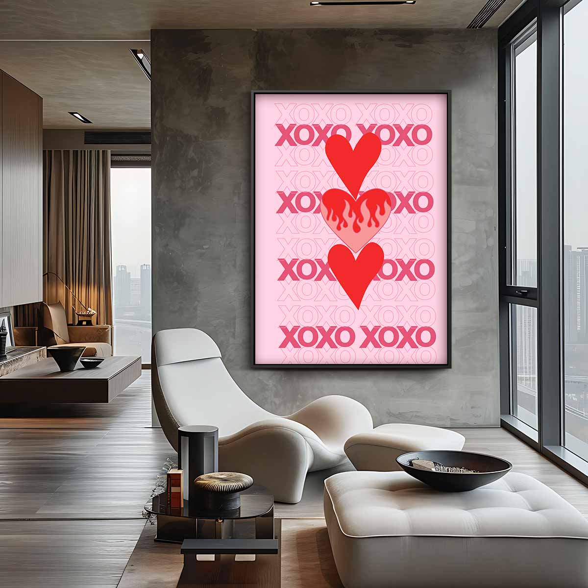 Vurige Harten Poster Kunstwerk-canvas-dibond-plexiglas-wanddecoratie-WallArtistic