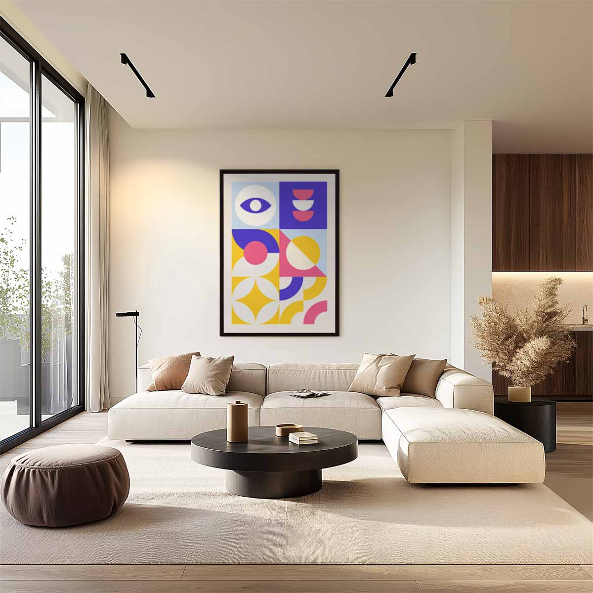 Kleurrijk Geometrisch Vreugde Kunstwerk-canvas-dibond-plexiglas-wanddecoratie-WallArtistic