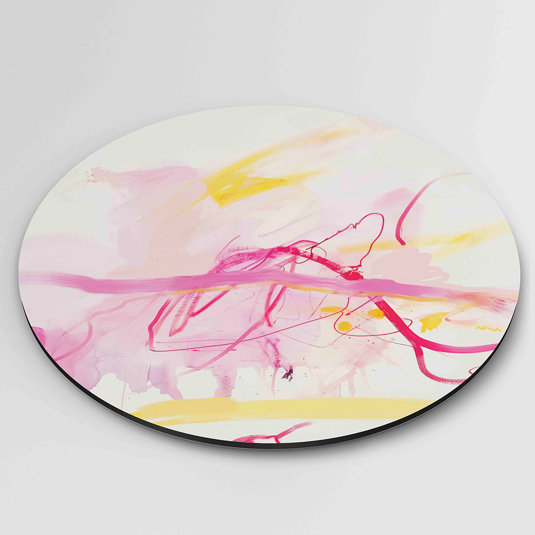Abstracte roze en gele Muurcirkel