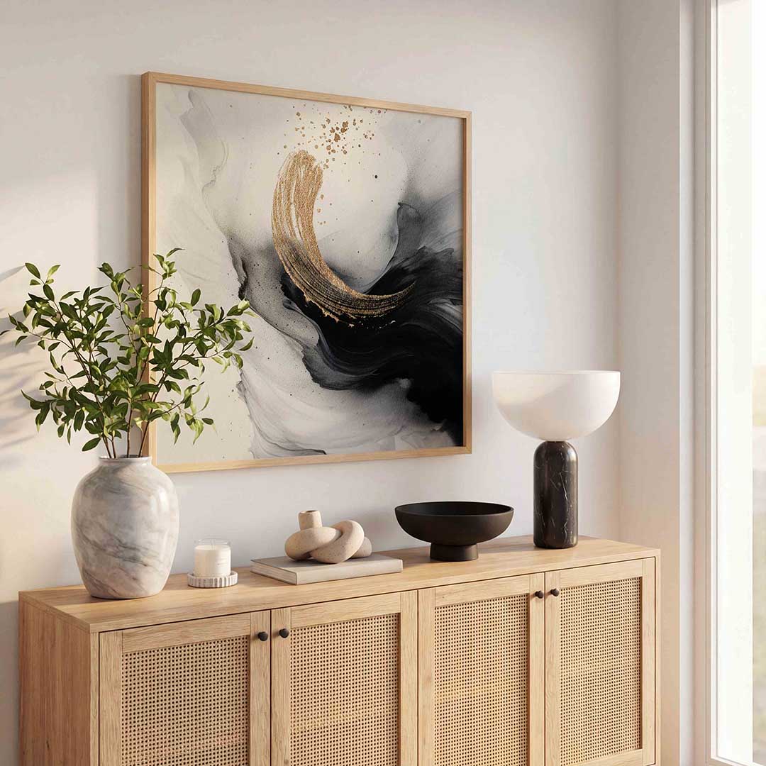 Abstracte penseelstreek Poster