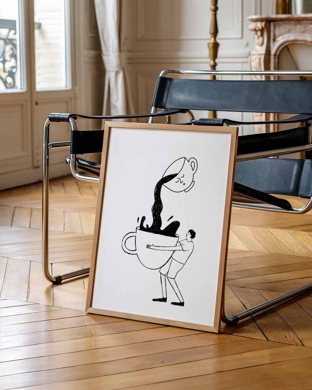 Koffieliefde Illustratie Poster-WallArtistic