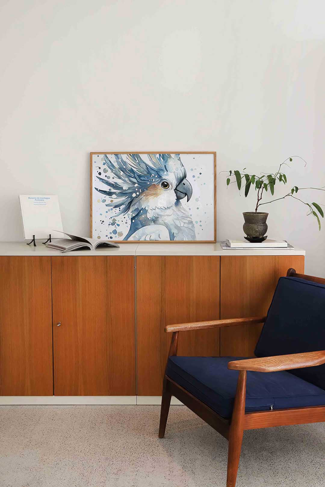 Papegaai met blauwe veren Poster