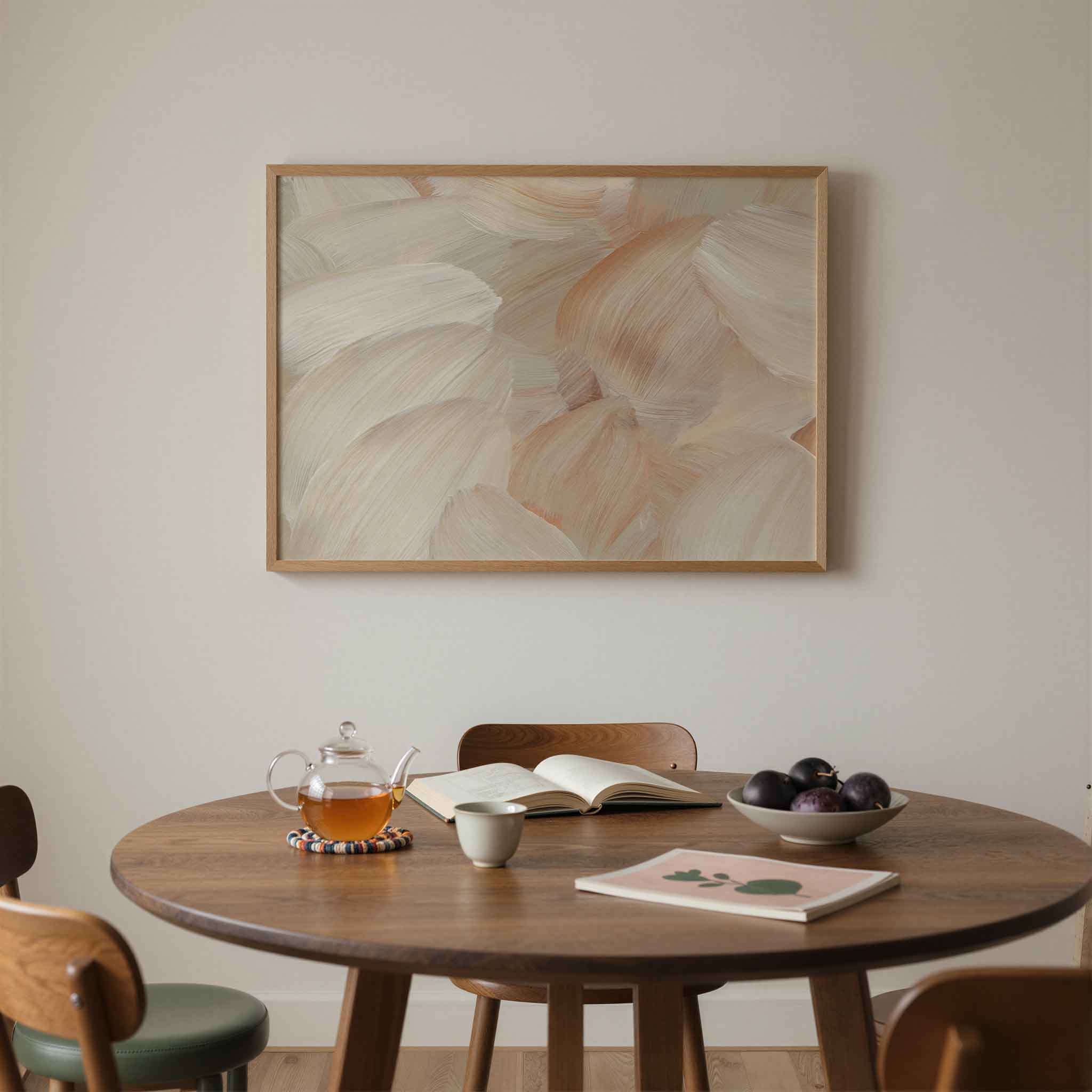Beige penseelstreken Poster