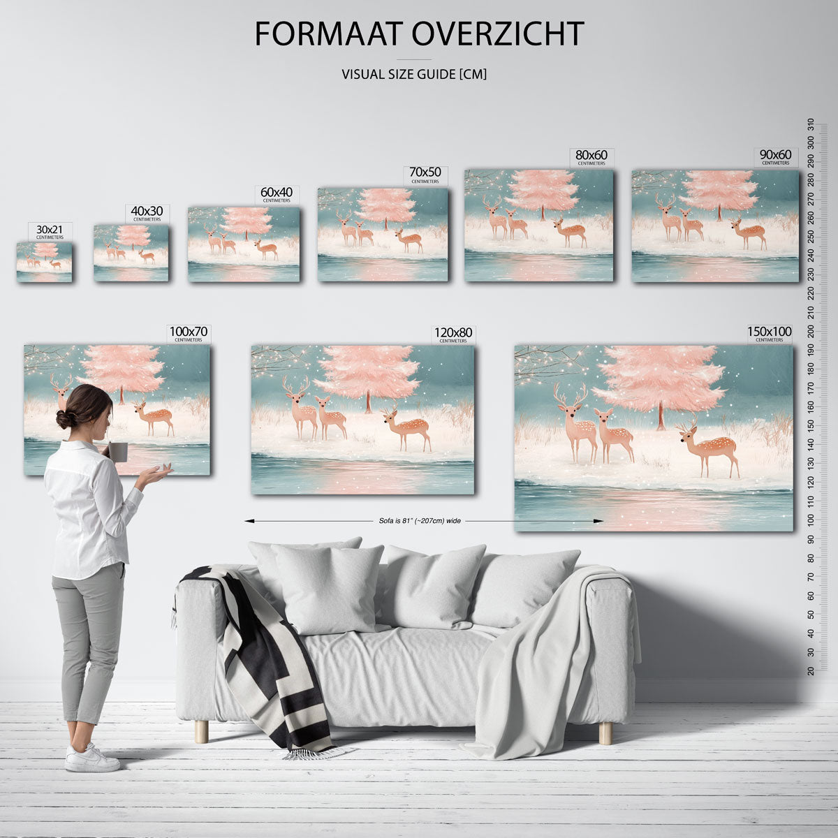 Herten bij roze boom Poster