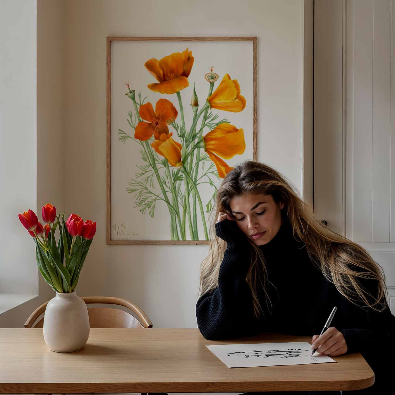 Vrolijke Klaproos Bloemposter-WallArtistic