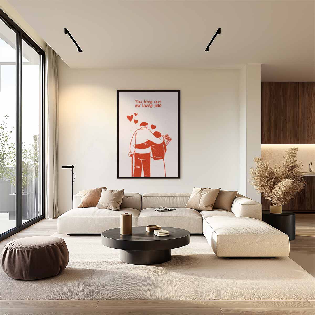 Liefdevolle Omarming Illustratie Kunstwerk-canvas-dibond-plexiglas-wanddecoratie-WallArtistic