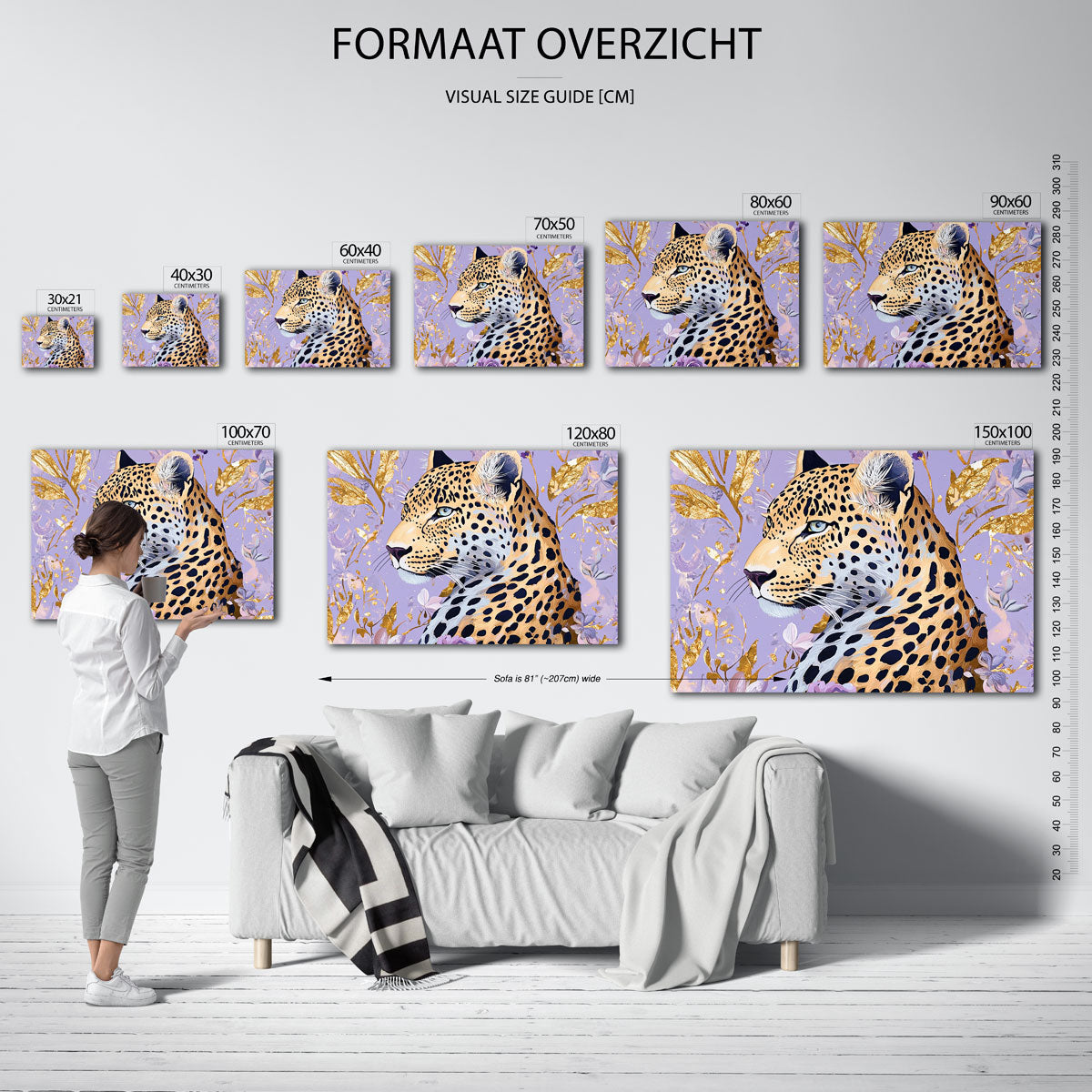 Luipaard met bloemen Poster