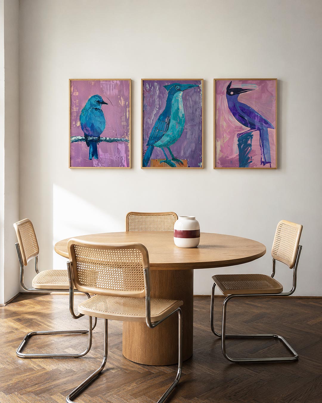 Vogel en kleurvlakken Posterset