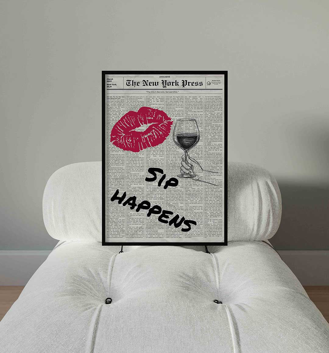 Wijn en lippenstift Poster