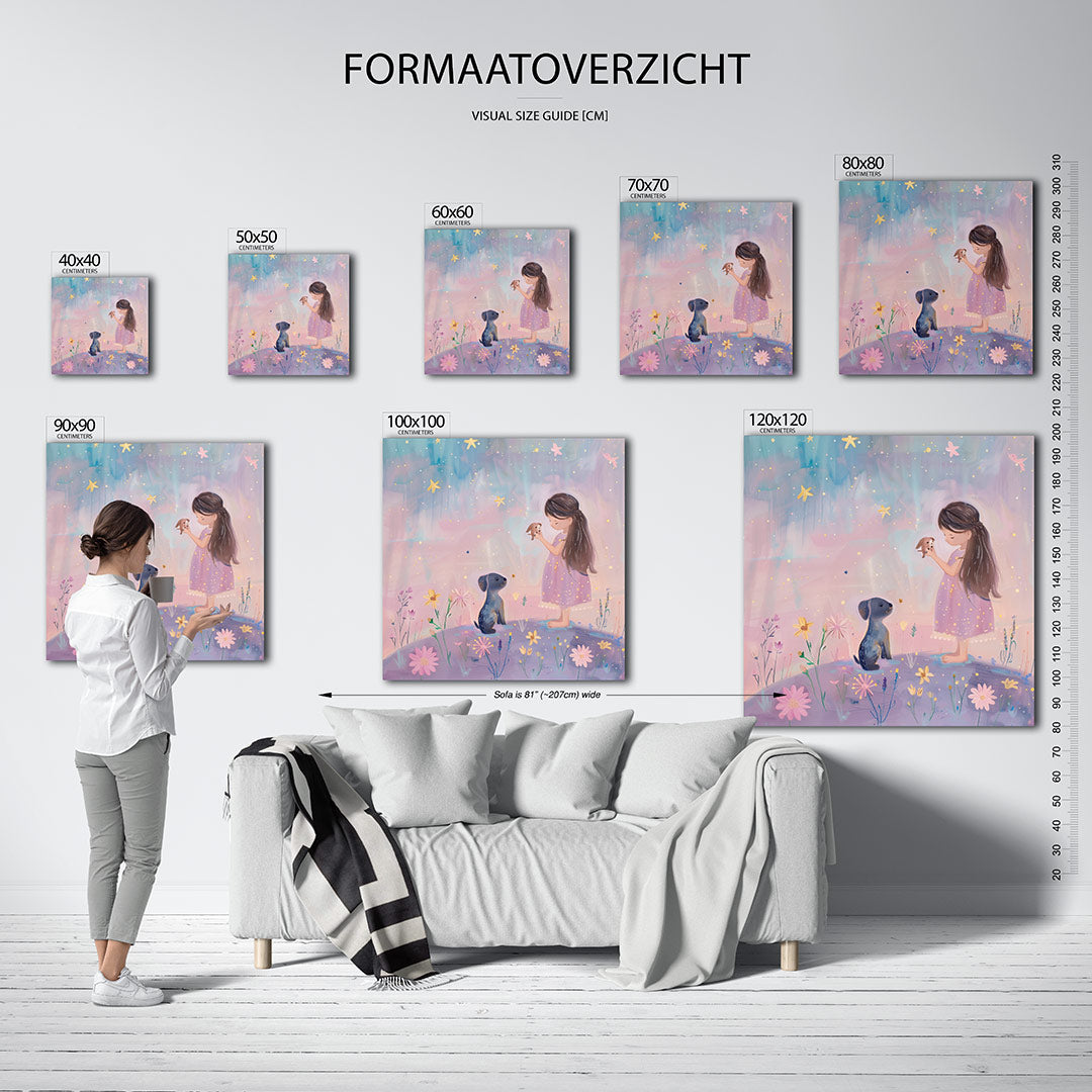 Dromerig kindertafereel Kunstwerk