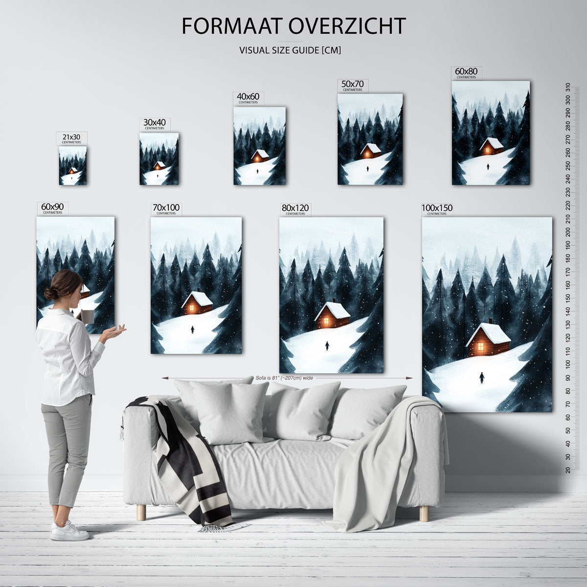 Sneeuwlandschap met huis Poster