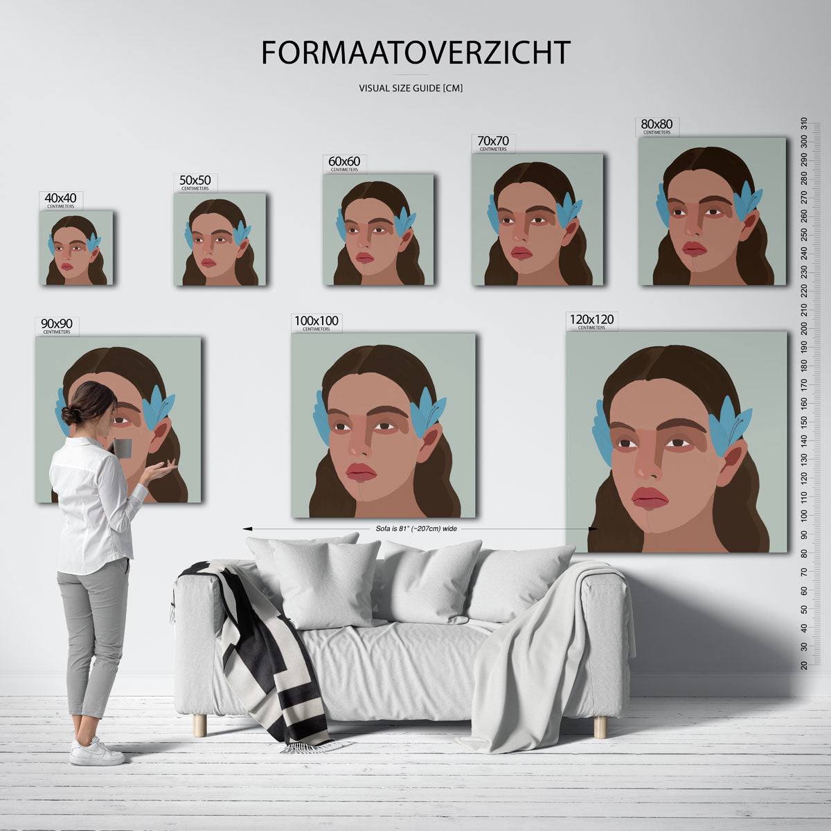 Portret met blauwe accenten Poster