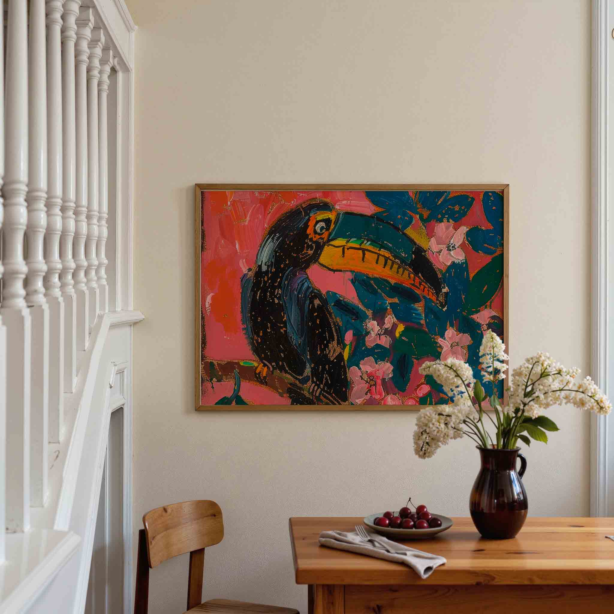 Toekan en bloemen Poster