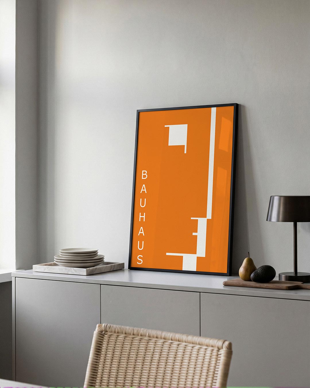 Oranje en wit Poster
