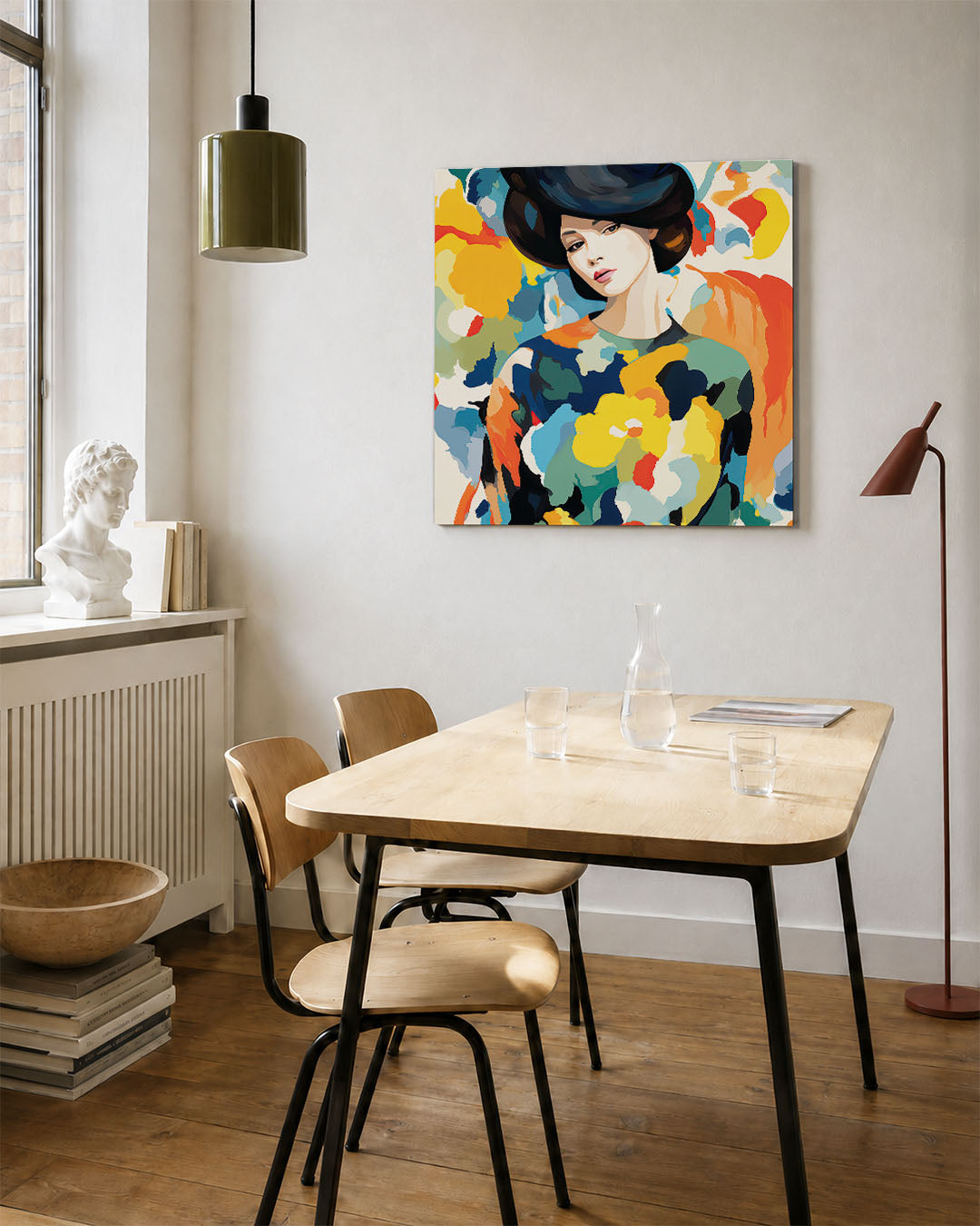 Vrouwelijk portret kleurenexplosie Kunstwerk