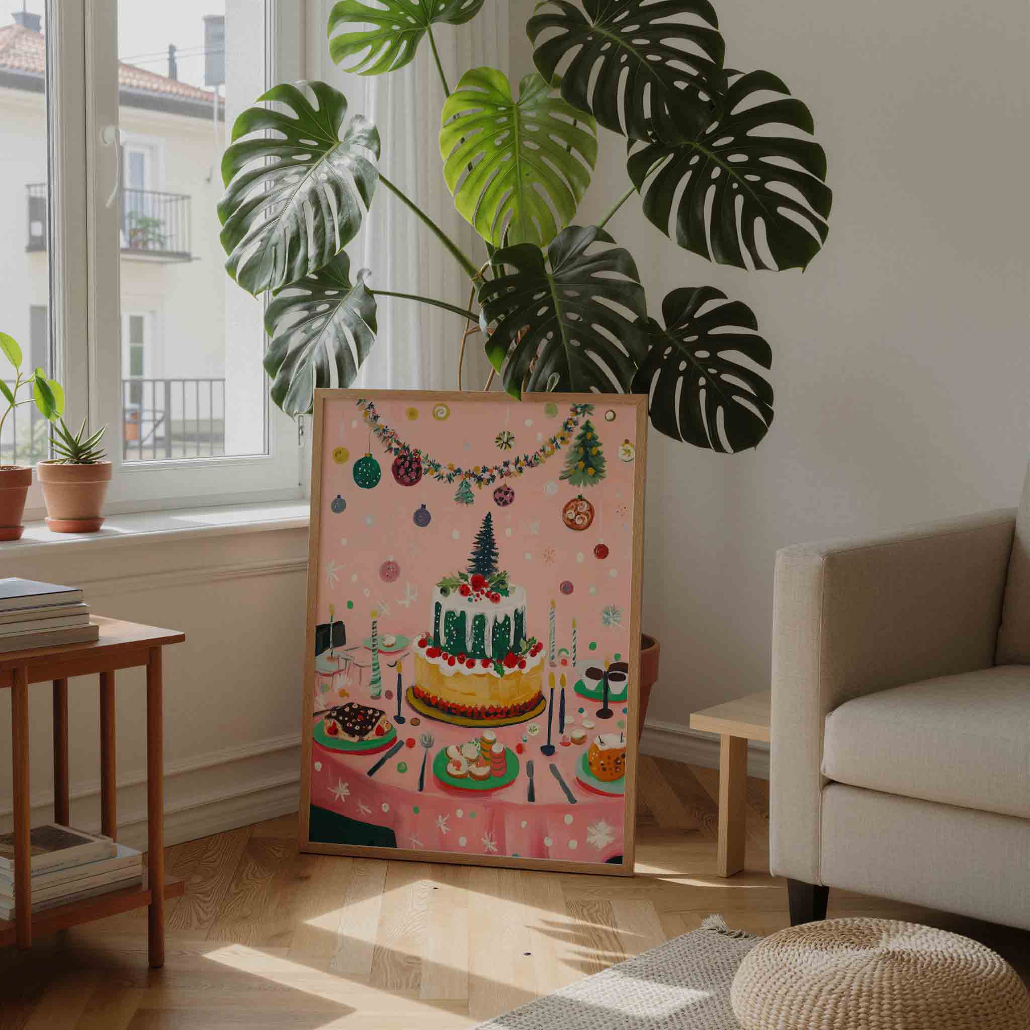 Feestelijke taart en decoratie Poster