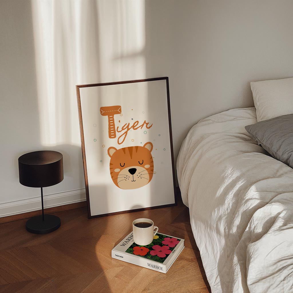 Schattige Tijger Kinderkamer Poster-WallArtistic