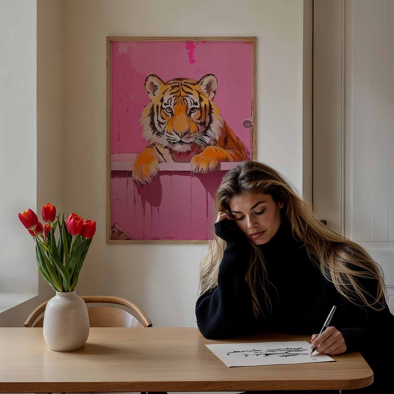 Tijger in Badkuip Poster-WallArtistic