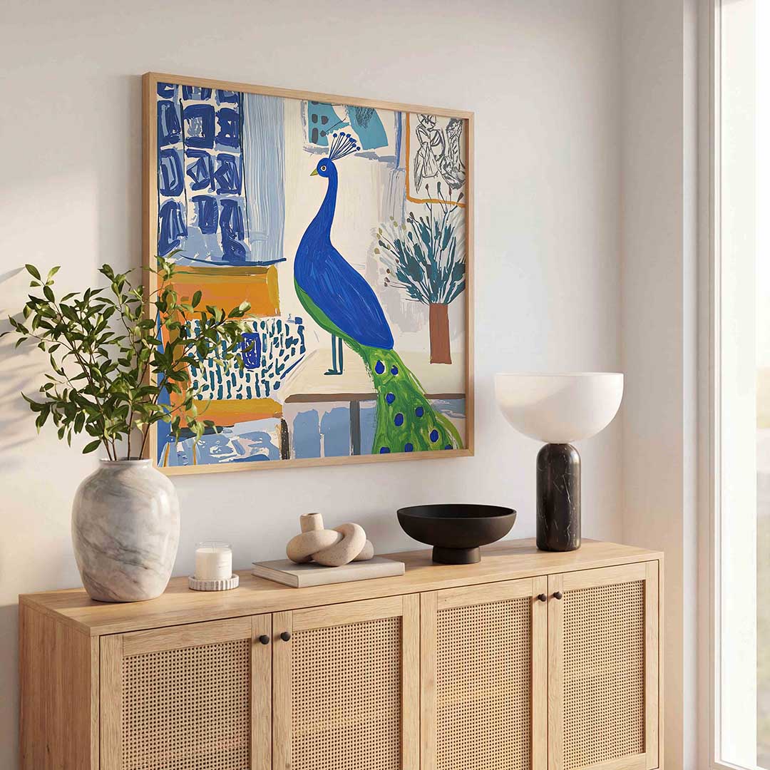 Pauw in interieur Poster