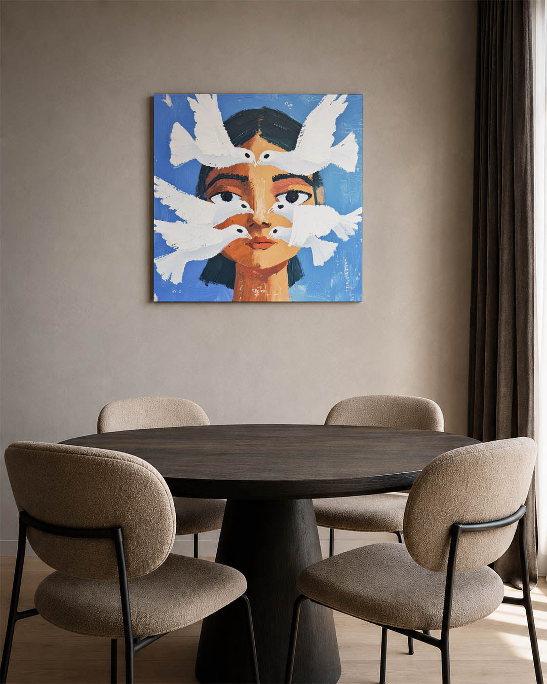 Vogels en gezicht Kunstwerk