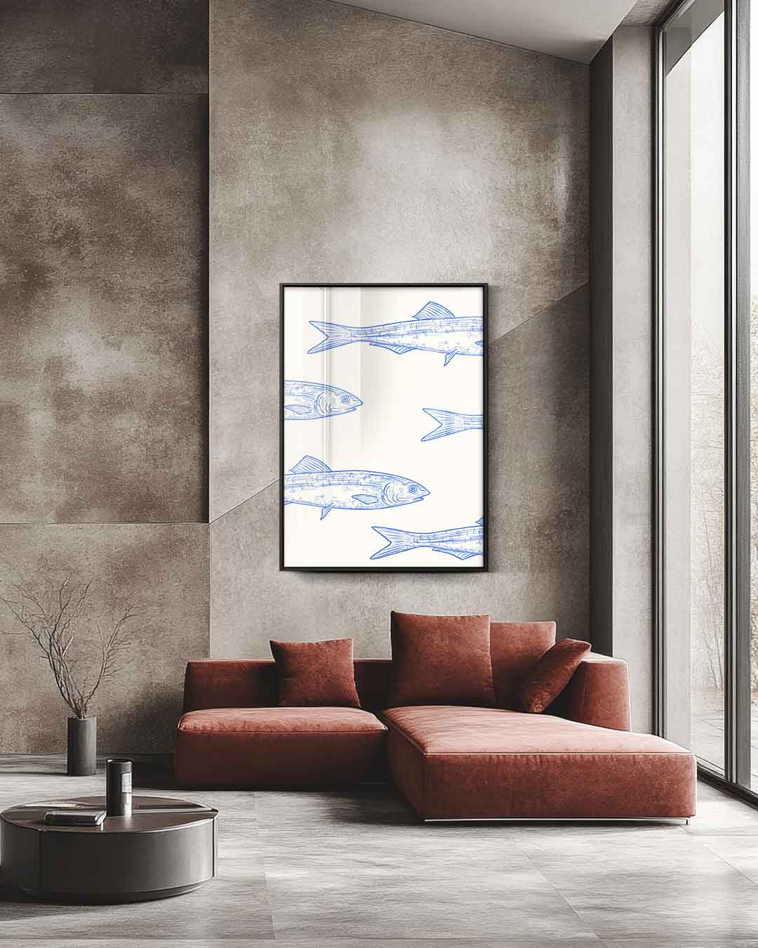 Kunstzinnige Vissenpatroon Kunstwerk-canvas-dibond-plexiglas-wanddecoratie-WallArtistic