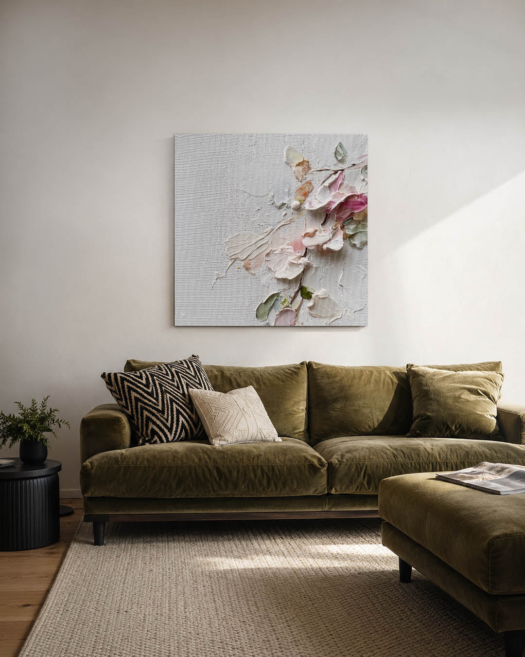 Bloemtextuur op doek Kunstwerk
